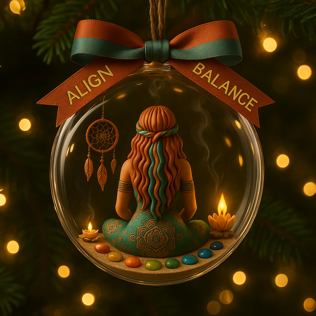 Yoga Meditation Boho Hippie 2  Ornament Christmas 2025  - Ornament