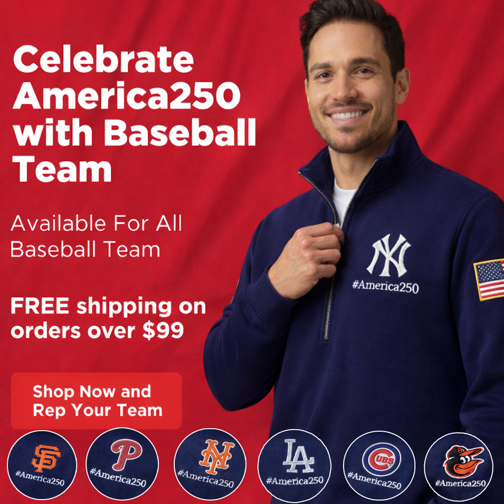 USA 250 Anniversary Embroidered Logo Premium Quarter Zip Sweatshirt, Inspired Quarter Zip Sweater, Unisex Baseball Sweatshirt