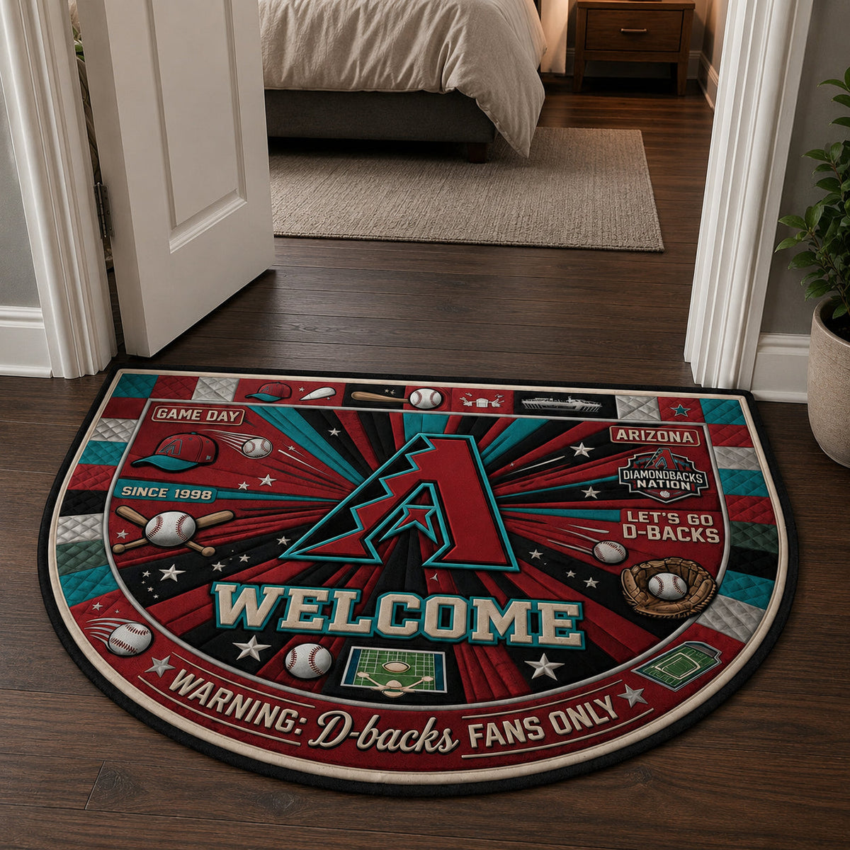 Baseball All Teams Custom Quilted Print Premium Welcome Mat Washable Black Border – Personalized Baseball Doormat