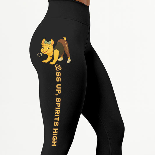 Ass Up, Spirits High Chill Llama Yoga Pants All-Over Print Women's High Waist Leggings | 5To9Style