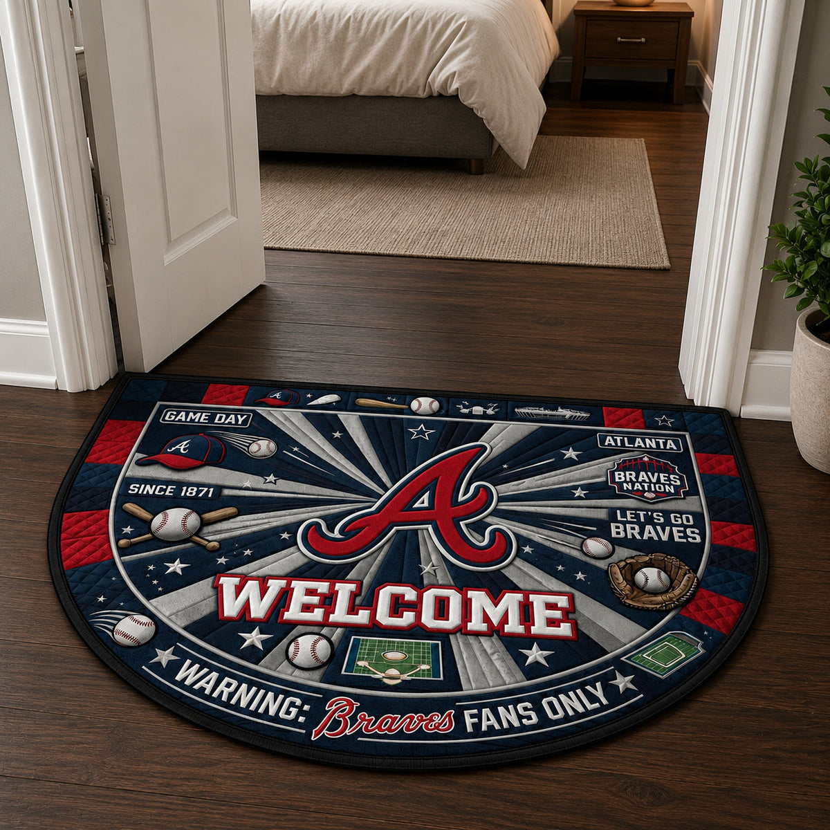 Baseball All Teams Custom Quilted Print Premium Welcome Mat Washable Black Border – Personalized Baseball Doormat