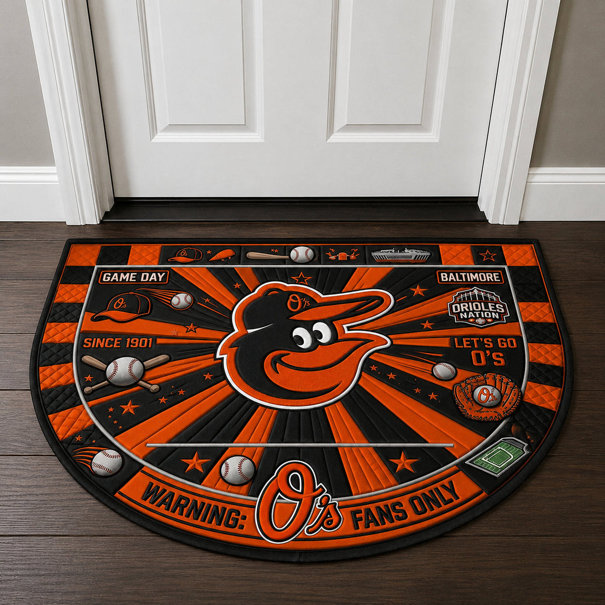 Baseball All Teams Custom Quilted Print Premium Welcome Mat Washable Black Border – Personalized Baseball Doormat