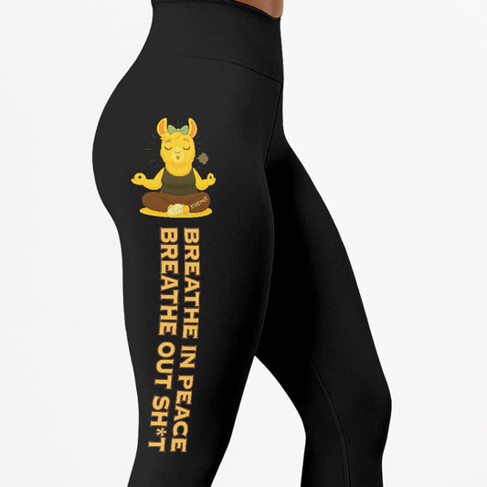 Breathe In Peace, Breathe Out Sht Chill Llama Yoga Pants All-Over Print Women's High Waist Leggings | 5To9Style