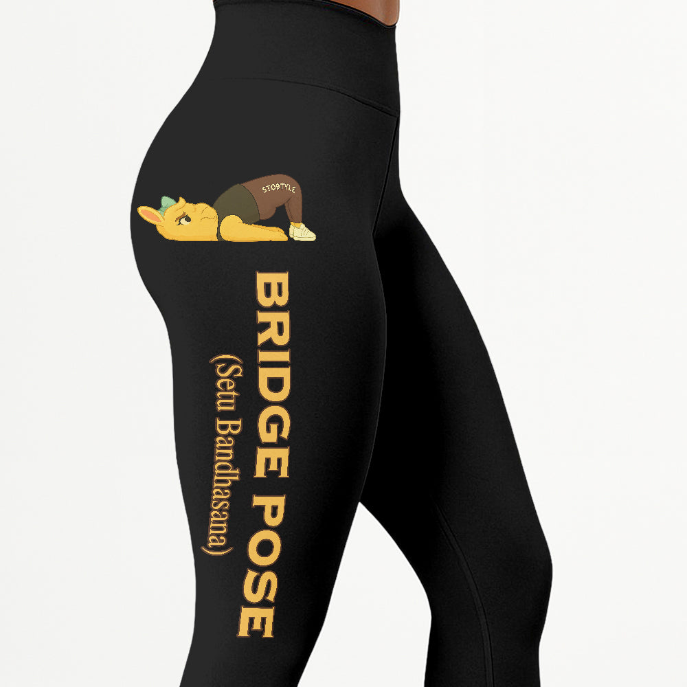 Bridge Pose (Setu Bandhasana) Chill Llama Yoga Pants All-Over Print Women's High Waist Leggings | 5To9Style