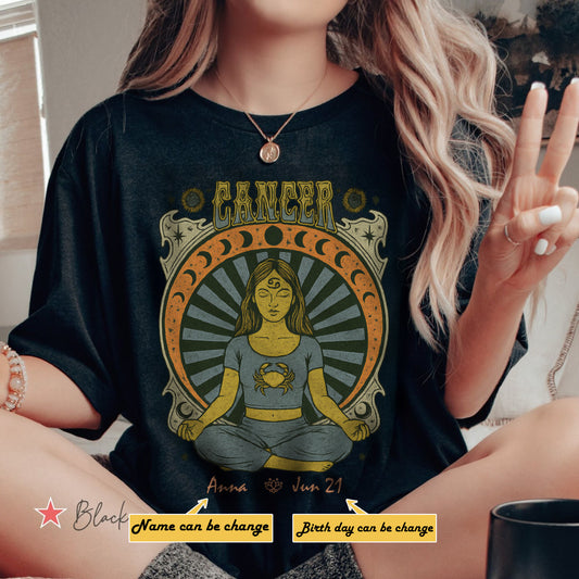 Zodiac Cancer Meditation Mandala Sun and Moon Symbols Yoga Classic Unisex T-Shirt | 5To9Style