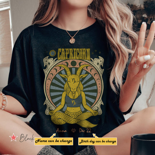 Zodiac Capricorn Meditation Mandala Sun and Moon Symbols Yoga Classic Unisex T-Shirt | 5To9Style