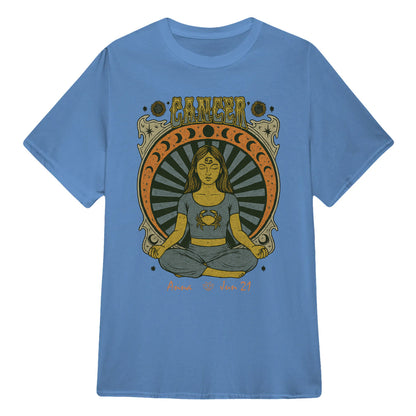 Zodiac Cancer Meditation Mandala Sun and Moon Symbols Yoga Classic Unisex T-Shirt | 5To9Style
