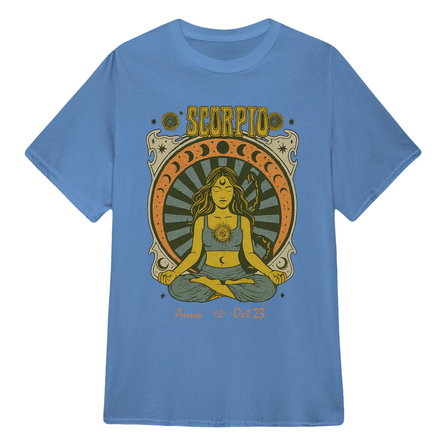Zodiac Scorpio Meditation Mandala Sun and Moon Symbols Yoga Classic Unisex T-Shirt | 5To9Style
