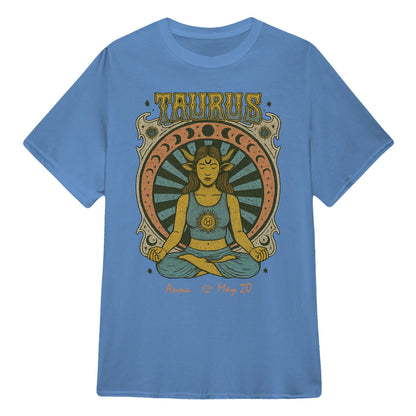 Zodiac Taurus Meditation Mandala Sun and Moon Symbols Yoga Classic Unisex T-Shirt | 5To9Style