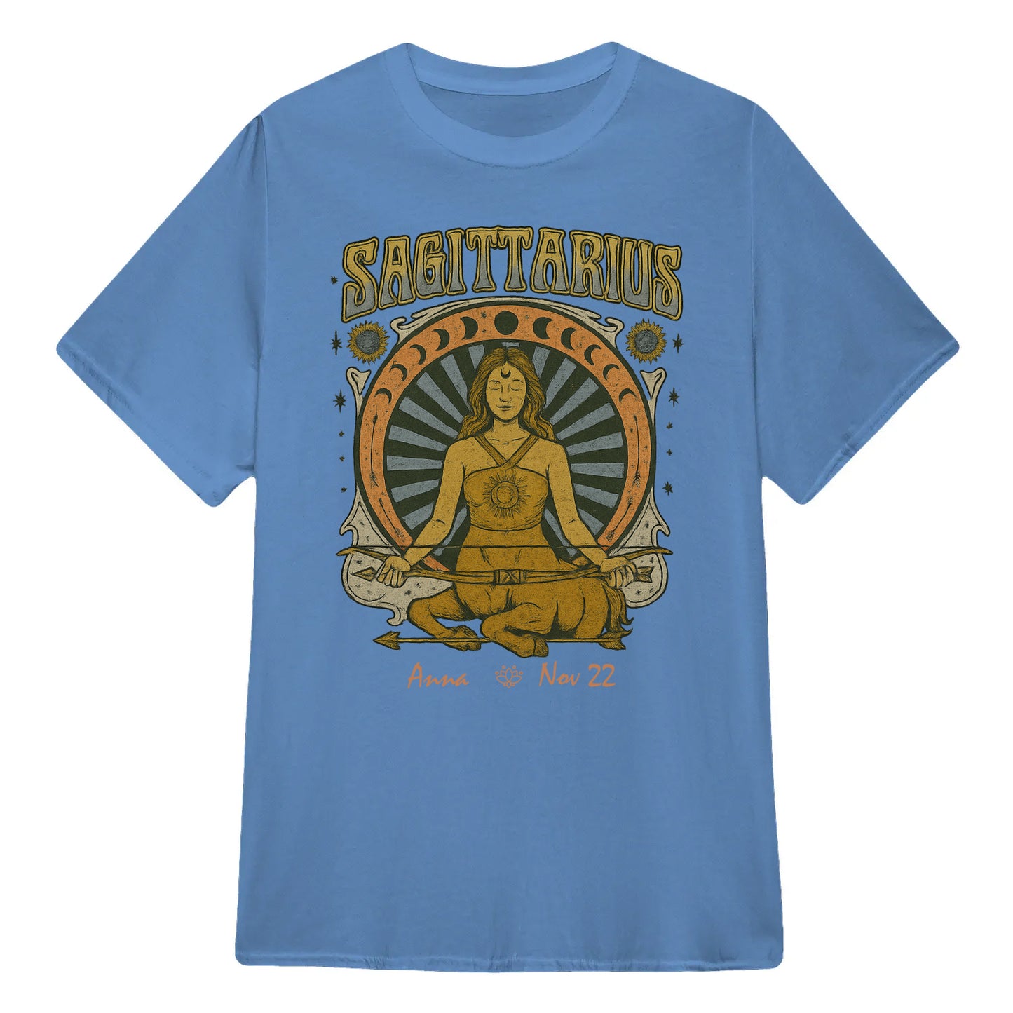 Zodiac Sagittarius Meditation Mandala Sun and Moon Symbols Yoga Classic Unisex T-Shirt | 5To9Style