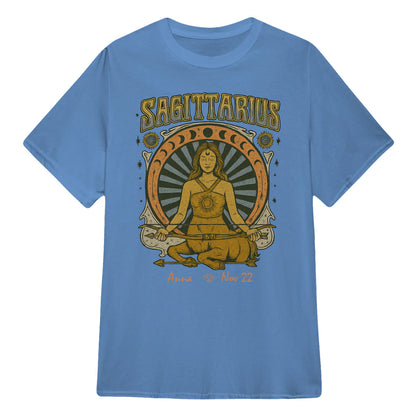 Zodiac Sagittarius Meditation Mandala Sun and Moon Symbols Yoga Classic Unisex T-Shirt | 5To9Style