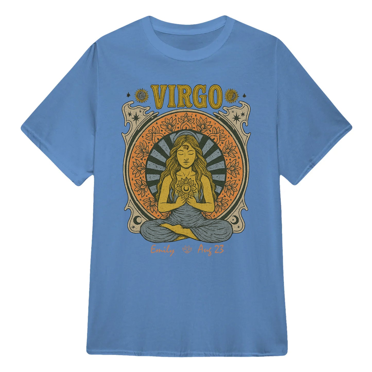 Zodiac Virgo Meditation Mandala Sun and Moon Symbols Yoga Classic Unisex T-Shirt | 5To9Style