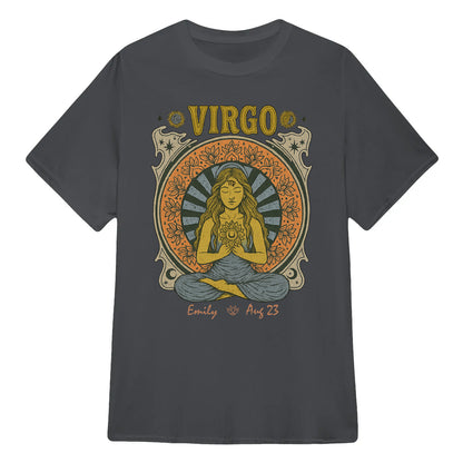 Zodiac Virgo Meditation Mandala Sun and Moon Symbols Yoga Classic Unisex T-Shirt | 5To9Style
