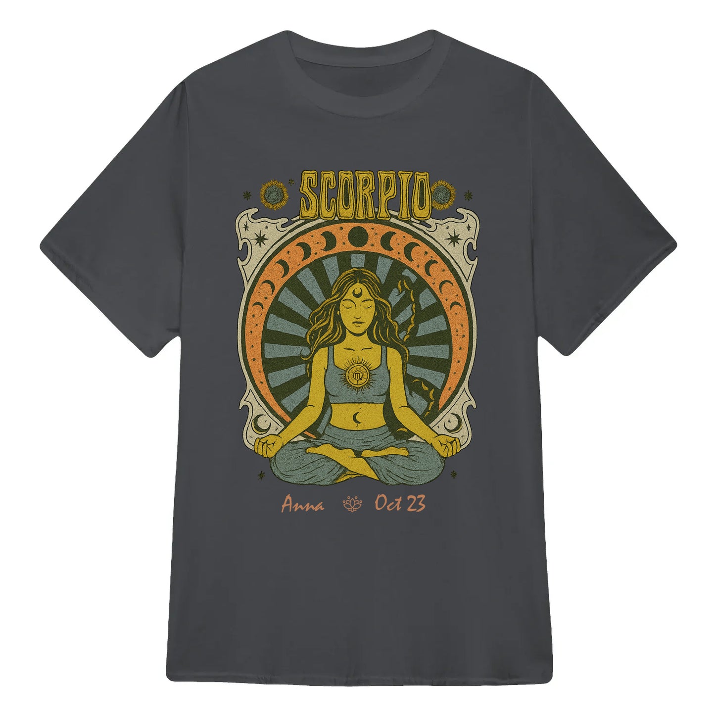 Zodiac Scorpio Meditation Mandala Sun and Moon Symbols Yoga Classic Unisex T-Shirt | 5To9Style