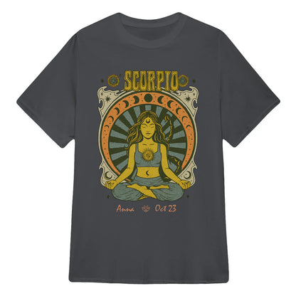 Zodiac Scorpio Meditation Mandala Sun and Moon Symbols Yoga Classic Unisex T-Shirt | 5To9Style