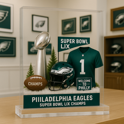 Football Ornament Team  Super Bowl LIX Champions 2025  - Acrylic Plaque