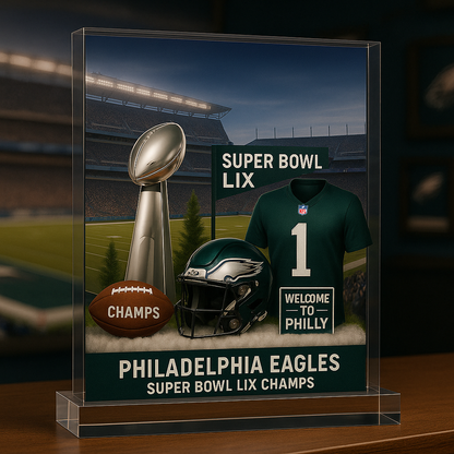 Football Ornament Team  Super Bowl LIX Champions 2025  - Acrylic Plaque