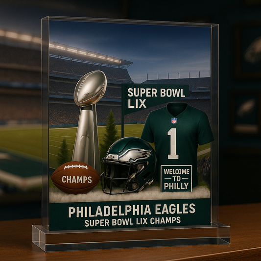 Football Ornament Team  Super Bowl LIX Champions 2025  - Acrylic Plaque