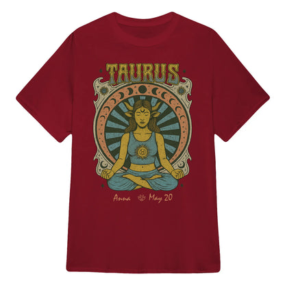 Zodiac Taurus Meditation Mandala Sun and Moon Symbols Yoga Classic Unisex T-Shirt | 5To9Style