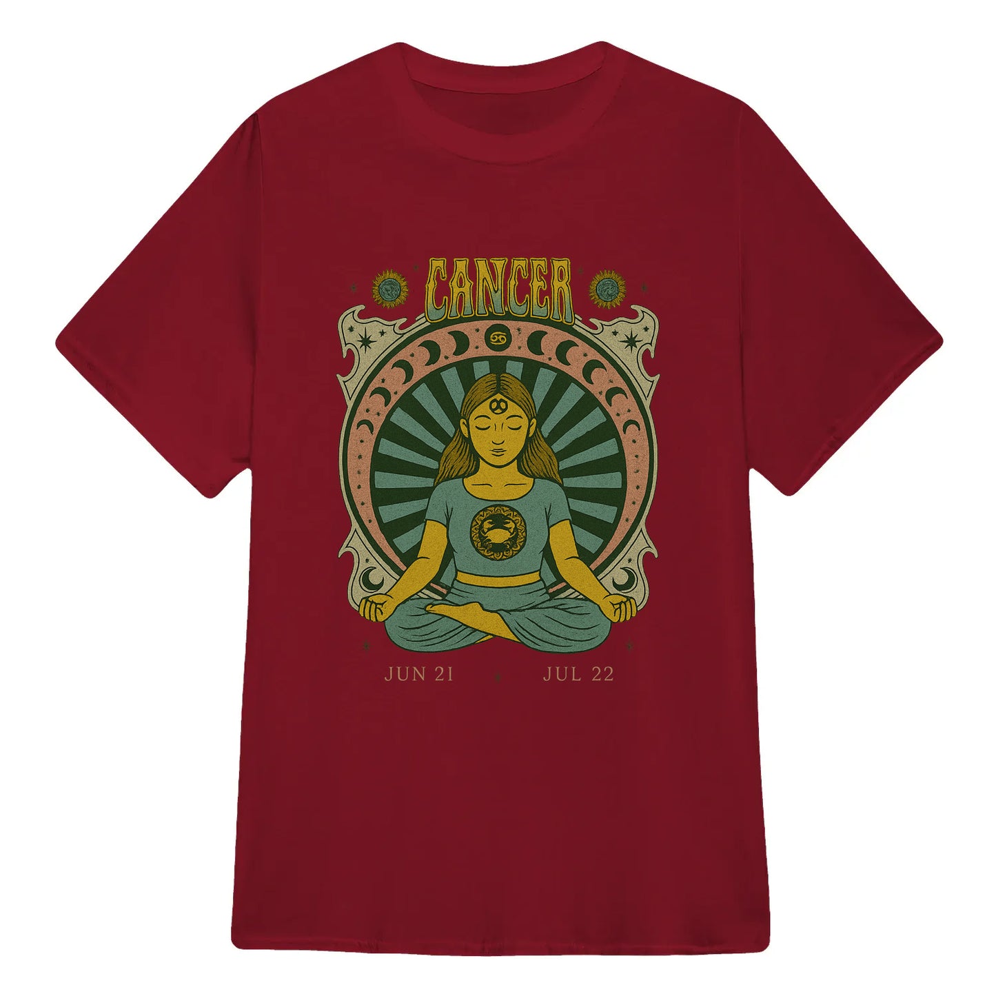 Cancer Zodiac Meditation Moon Phase Yoga Classic Unisex T-Shirt | 5To9Style