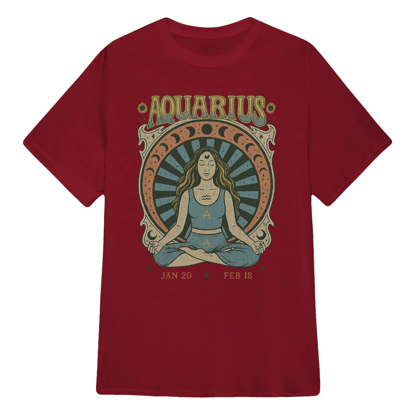 Aquarius Zodiac Meditation Moon Phase Yoga Classic Unisex T-Shirt | 5To9Style