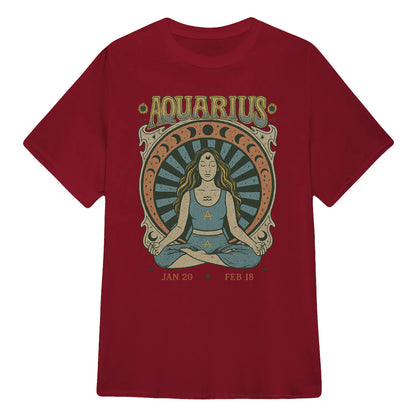 Aquarius Zodiac Meditation Moon Phase Yoga Classic Unisex T-Shirt | 5To9Style