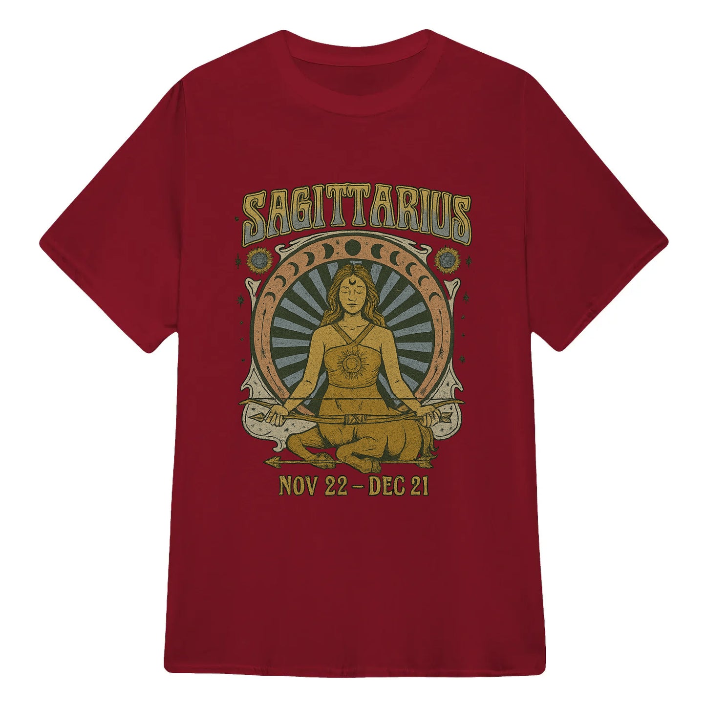 Sagittarius Zodiac Meditation Moon Phase Yoga Classic Unisex T-Shirt | 5To9Style