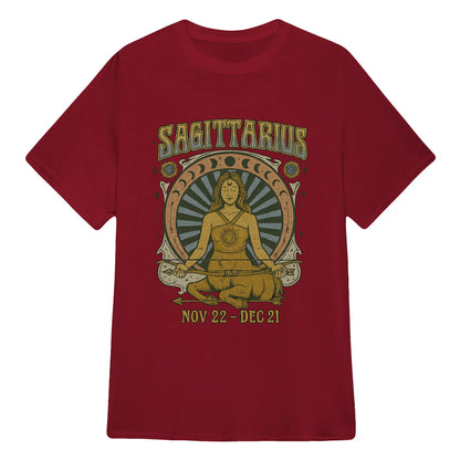 Sagittarius Zodiac Meditation Moon Phase Yoga Classic Unisex T-Shirt | 5To9Style