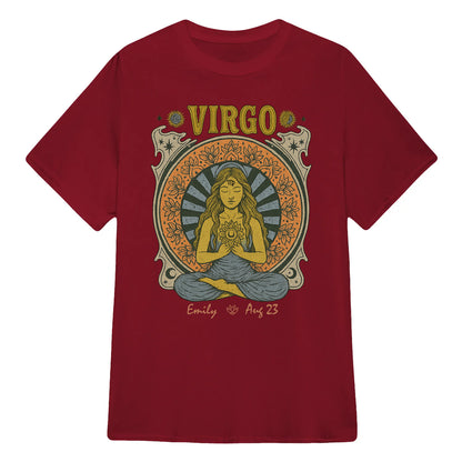 Zodiac Virgo Meditation Mandala Sun and Moon Symbols Yoga Classic Unisex T-Shirt | 5To9Style