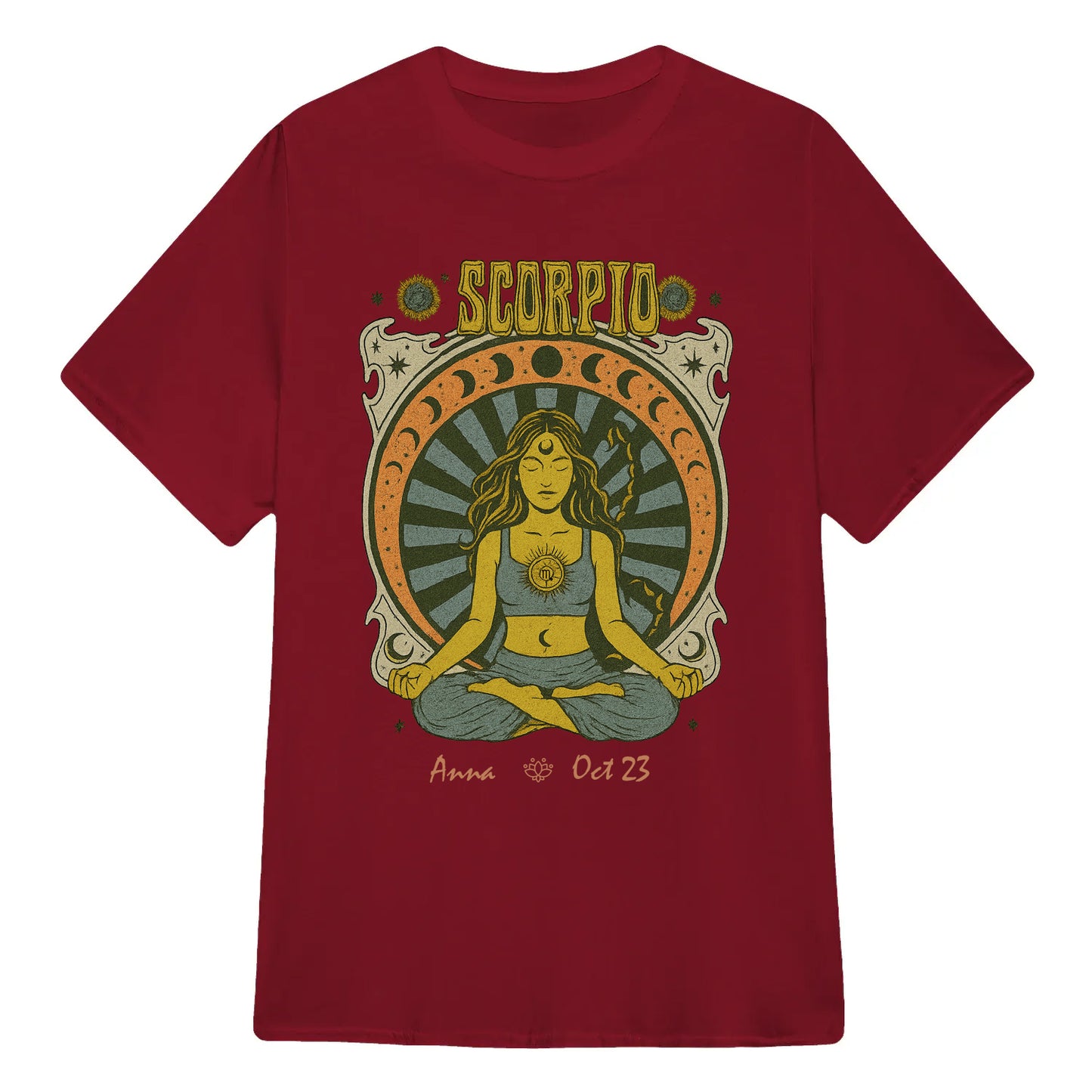 Zodiac Scorpio Meditation Mandala Sun and Moon Symbols Yoga Classic Unisex T-Shirt | 5To9Style