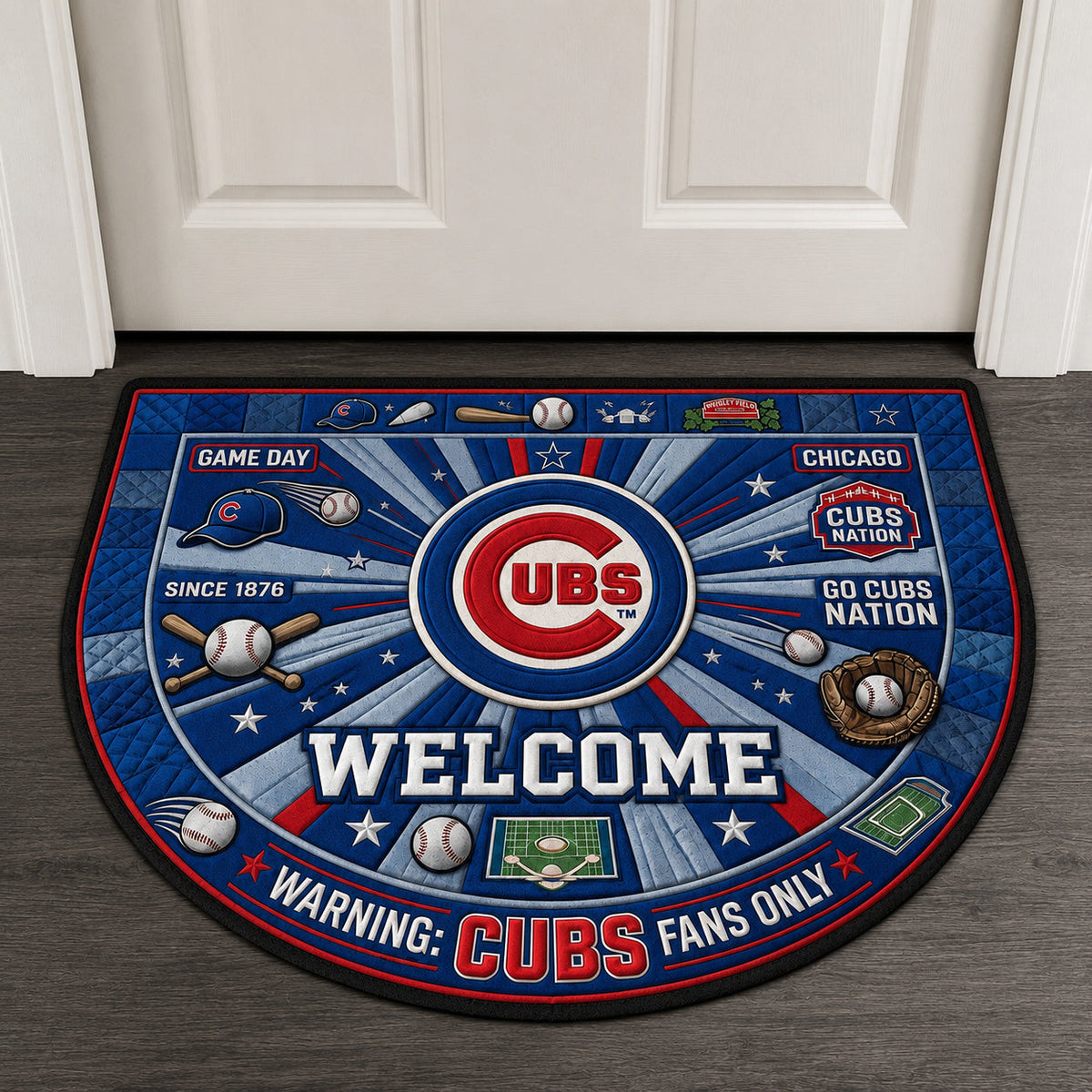 Baseball All Teams Custom Quilted Print Premium Welcome Mat Washable Black Border – Personalized Baseball Doormat