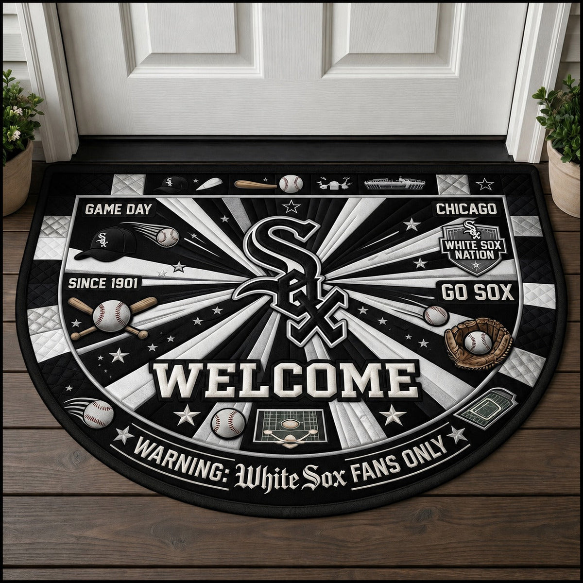 Baseball All Teams Custom Quilted Print Premium Welcome Mat Washable Black Border – Personalized Baseball Doormat