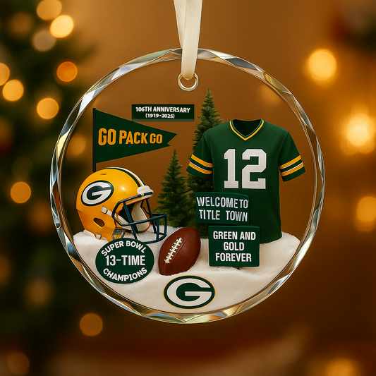 Football Glass Ornament 2 With Gift Box Christmas All Teams - Glass Ornament