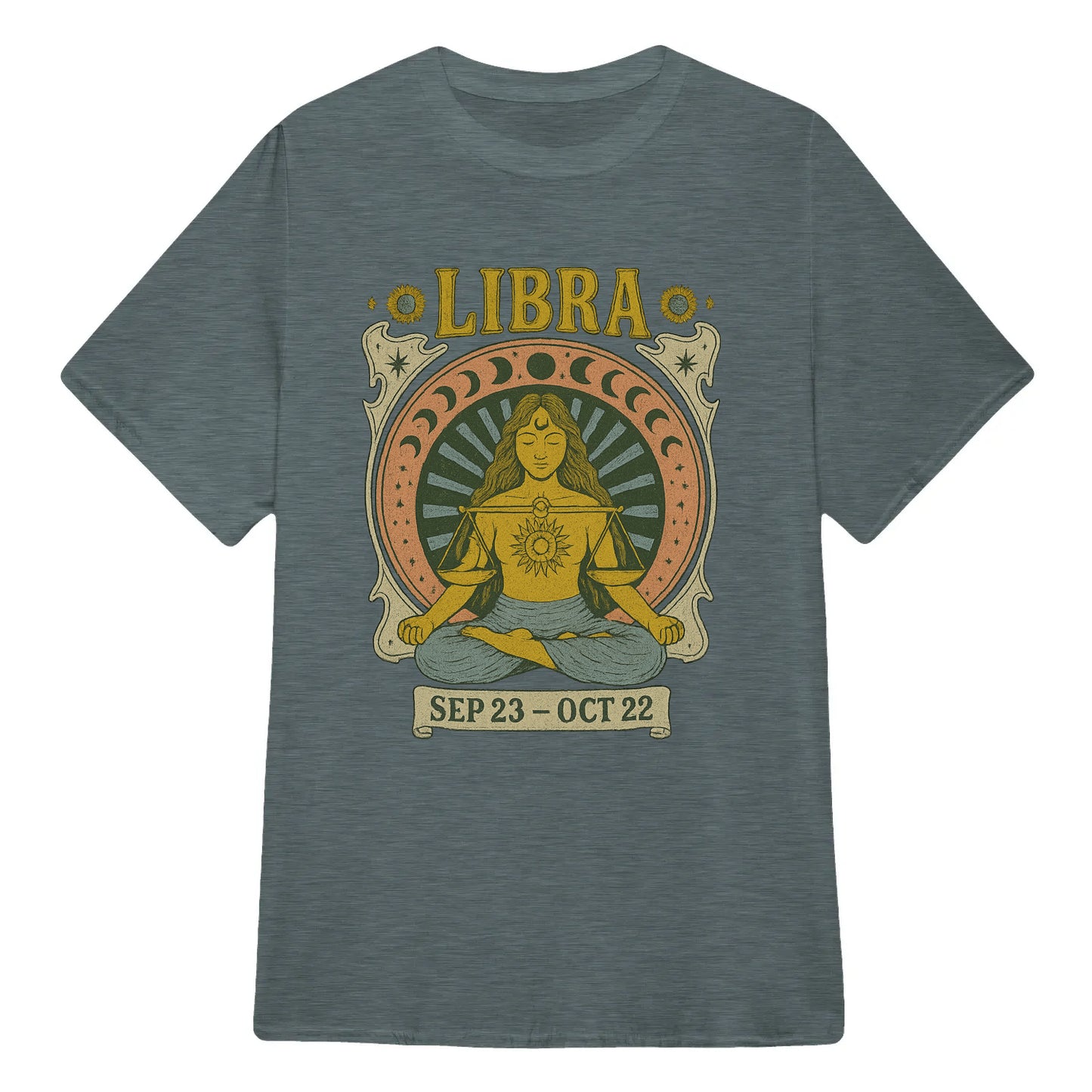 Libra Zodiac Meditation Moon Phase Yoga Classic Unisex T-Shirt | 5To9Style