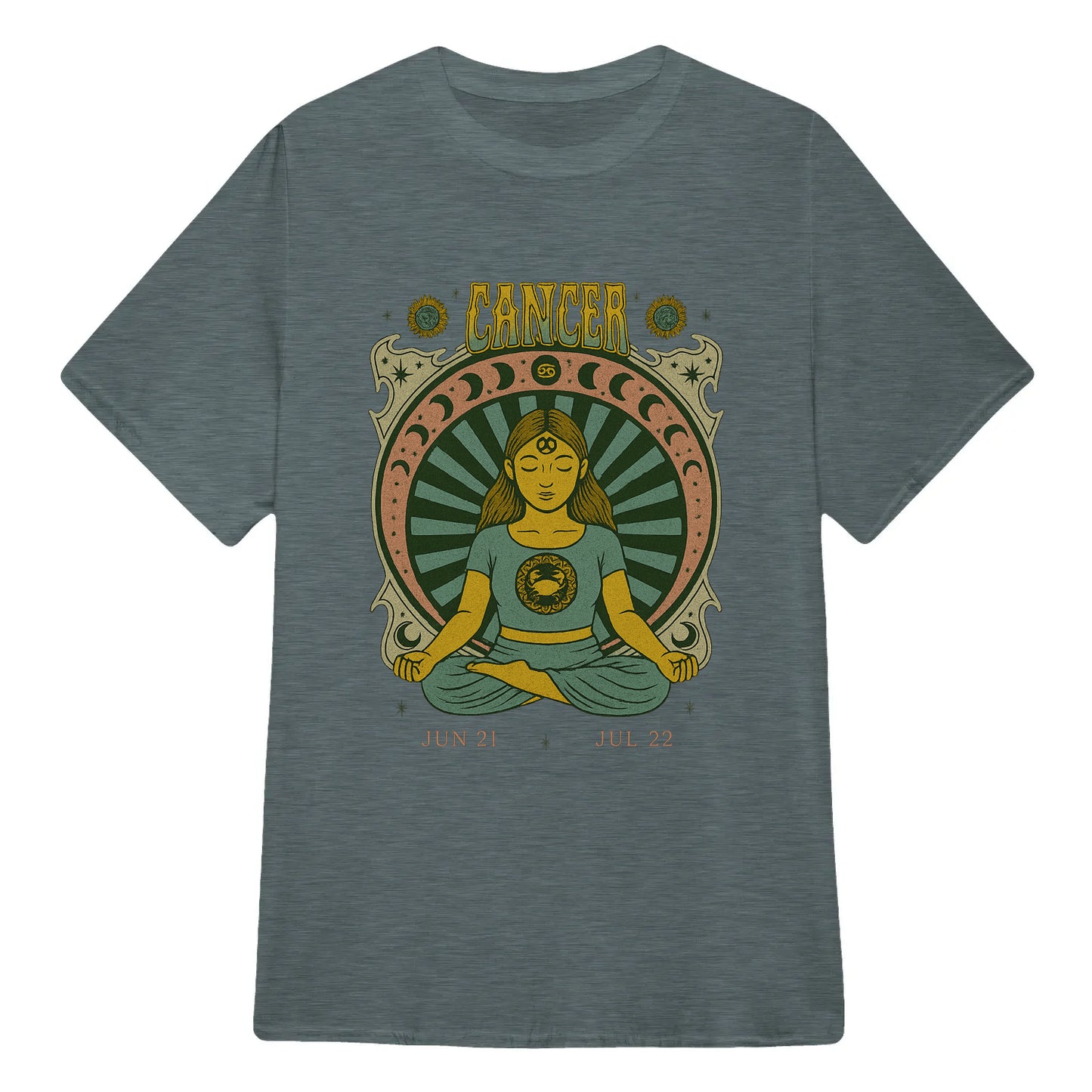 Cancer Zodiac Meditation Moon Phase Yoga Classic Unisex T-Shirt | 5To9Style