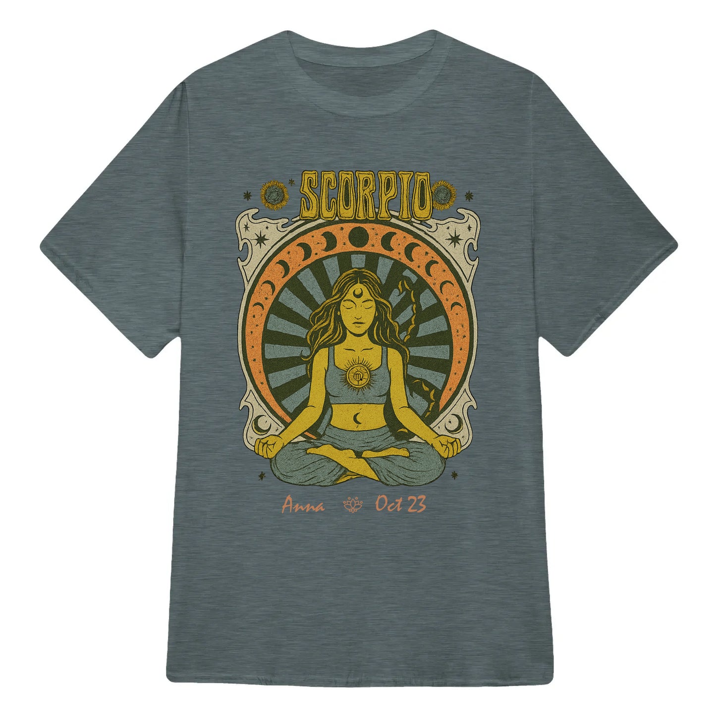 Zodiac Scorpio Meditation Mandala Sun and Moon Symbols Yoga Classic Unisex T-Shirt | 5To9Style