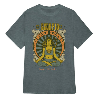 Zodiac Scorpio Meditation Mandala Sun and Moon Symbols Yoga Classic Unisex T-Shirt | 5To9Style