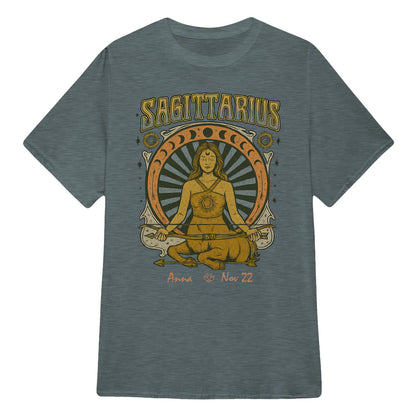 Zodiac Sagittarius Meditation Mandala Sun and Moon Symbols Yoga Classic Unisex T-Shirt | 5To9Style