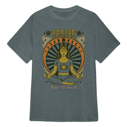 Zodiac Cancer Meditation Mandala Sun and Moon Symbols Yoga Classic Unisex T-Shirt | 5To9Style