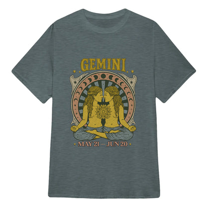 Gemini Zodiac Meditation Moon Phase Yoga Classic Unisex T-Shirt | 5To9Style