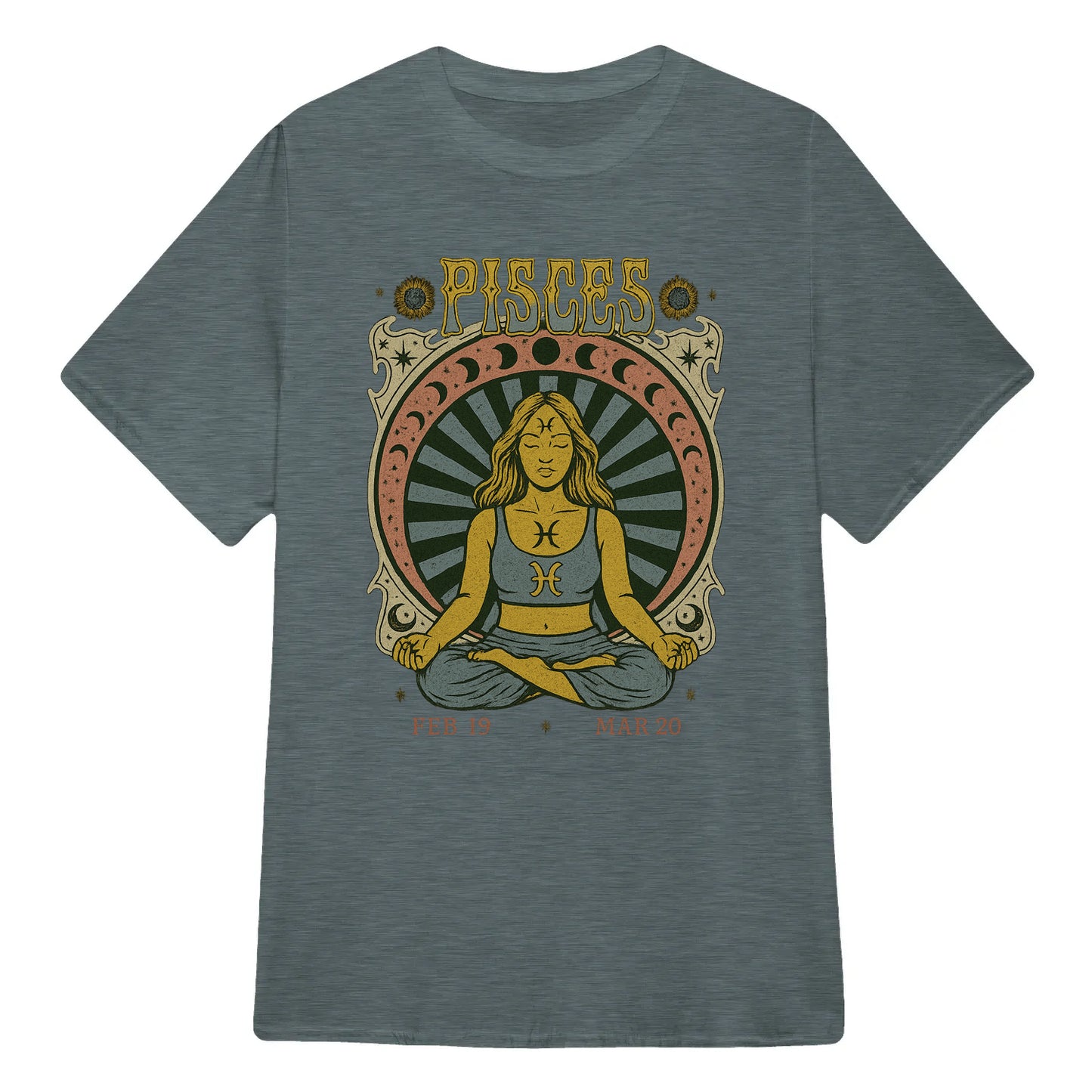 Pisces Zodiac Meditation Moon Phase Yoga Classic Unisex T-Shirt | 5To9Style