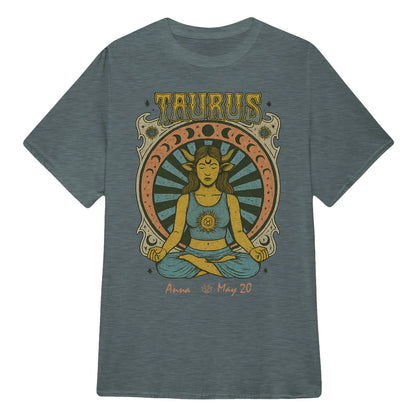 Zodiac Taurus Meditation Mandala Sun and Moon Symbols Yoga Classic Unisex T-Shirt | 5To9Style