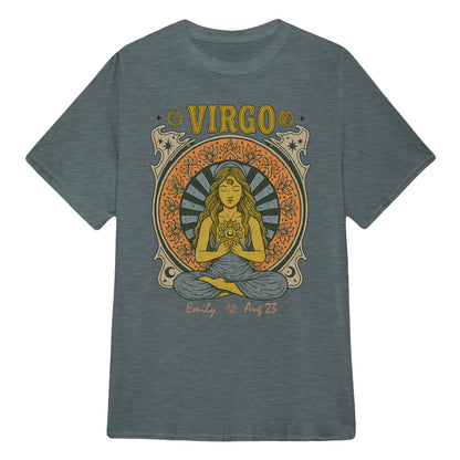 Zodiac Virgo Meditation Mandala Sun and Moon Symbols Yoga Classic Unisex T-Shirt | 5To9Style