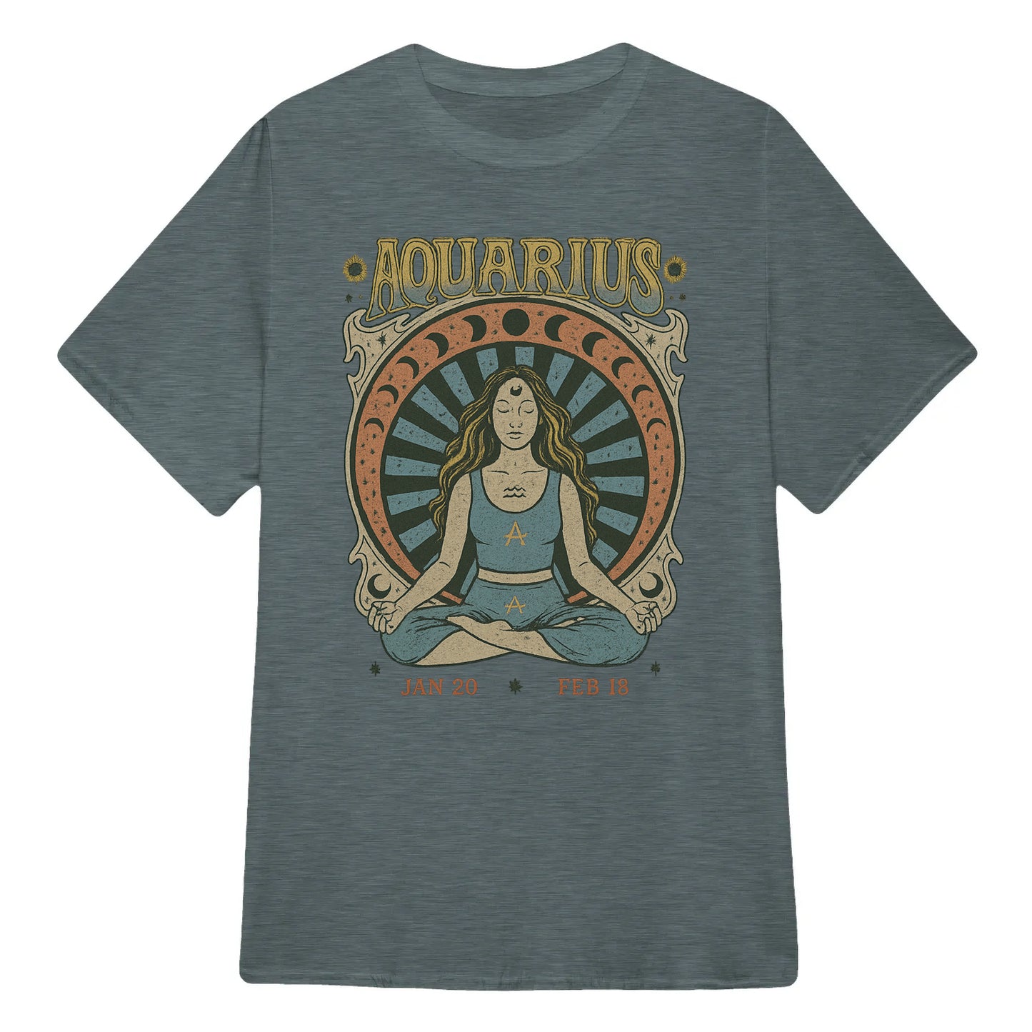 Aquarius Zodiac Meditation Moon Phase Yoga Classic Unisex T-Shirt | 5To9Style
