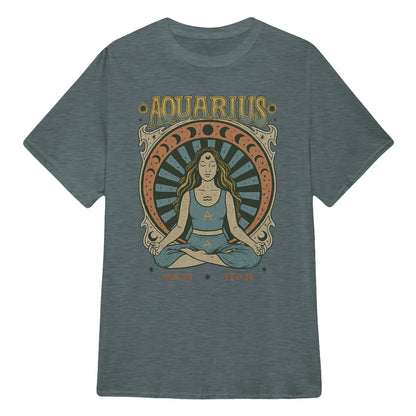 Aquarius Zodiac Meditation Moon Phase Yoga Classic Unisex T-Shirt | 5To9Style