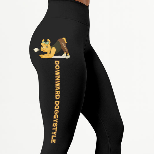 Downward Doggystyle Chill Llama Yoga Pants All-Over Print Women's High Waist Leggings | 5To9Style