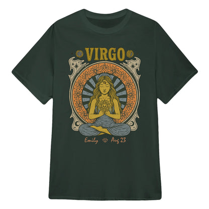Zodiac Virgo Meditation Mandala Sun and Moon Symbols Yoga Classic Unisex T-Shirt | 5To9Style
