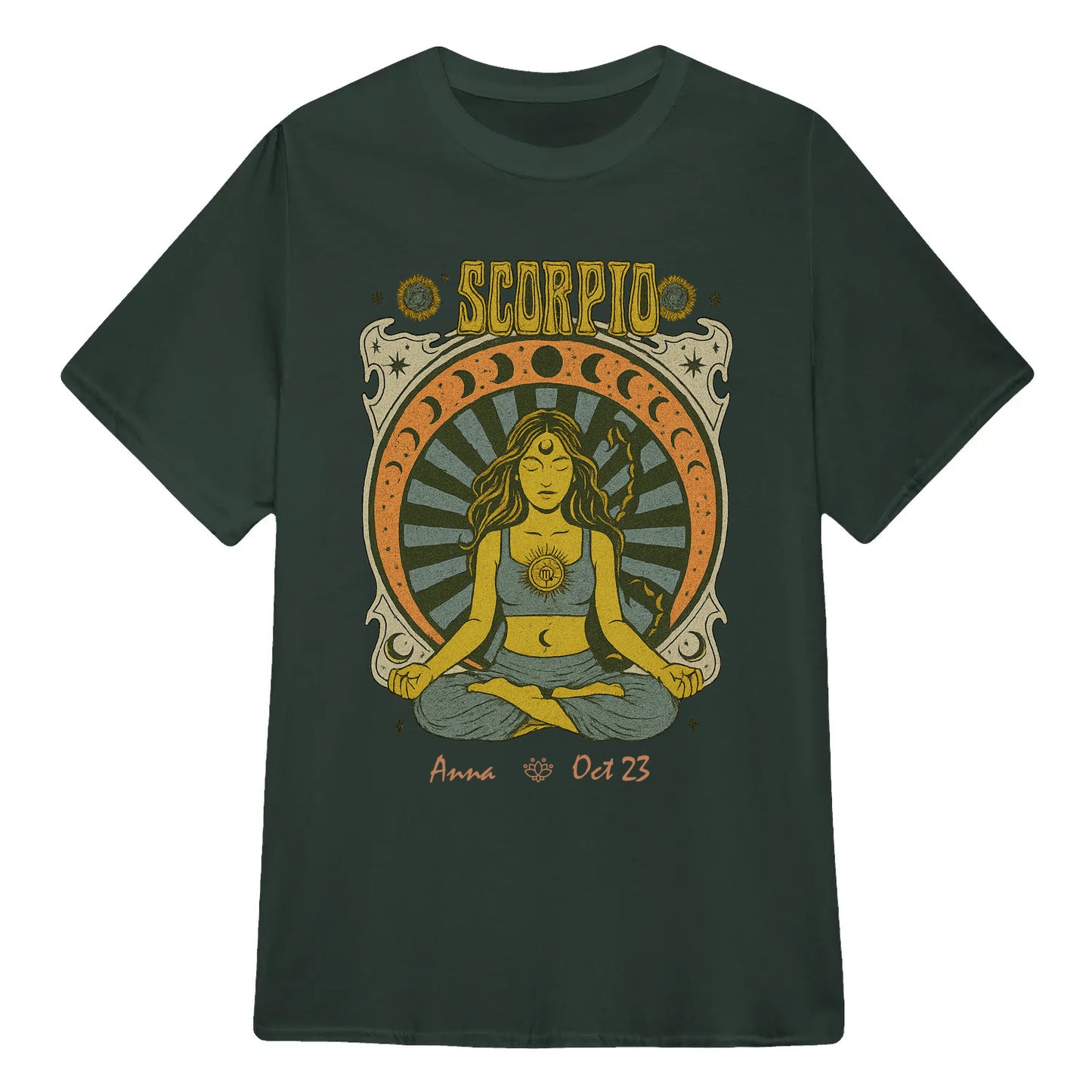 Zodiac Scorpio Meditation Mandala Sun and Moon Symbols Yoga Classic Unisex T-Shirt | 5To9Style