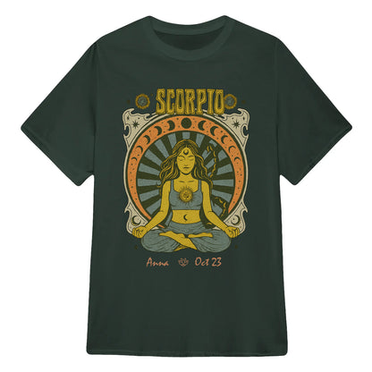 Zodiac Scorpio Meditation Mandala Sun and Moon Symbols Yoga Classic Unisex T-Shirt | 5To9Style