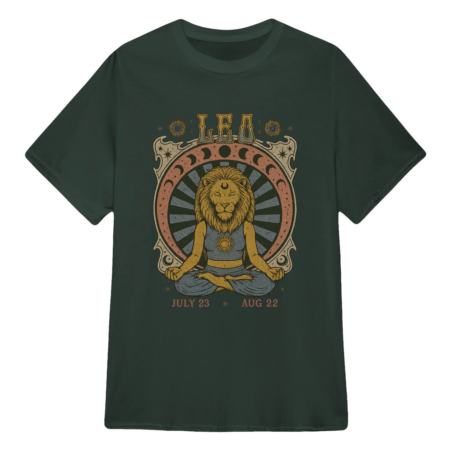 Leo Zodiac Meditation Moon Phase Yoga Classic Unisex T-Shirt | 5To9Style